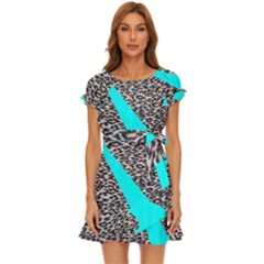 Just Do It Leopard Silver Puff Sleeve Frill Dress by nate14shop