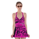 Bow To Toe Cheer Pink Halter Dress Swimsuit  View1