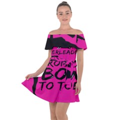 Bow To Toe Cheer Pink Off Shoulder Velour Dress by nate14shop