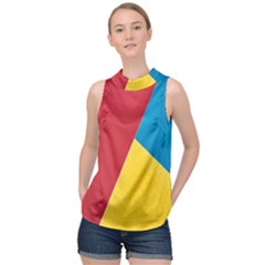 Tri Calor Background-color High Neck Satin Top by nate14shop