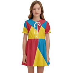 Tri Calor Background-color Kids  Sweet Collar Dress