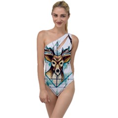 Deer-unicorn-tattoo-drawing-vector-watercolor To One Side Swimsuit by Jancukart