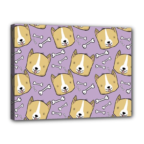 Corgi Pattern Canvas 16  X 12  (stretched) by Sudhe