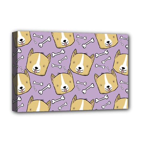 Corgi Pattern Deluxe Canvas 18  X 12  (stretched)