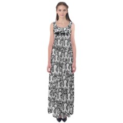 Sketchy Monster Insect Drawing Motif Pattern Empire Waist Maxi Dress by dflcprintsclothing
