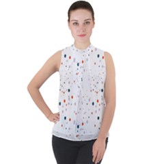 Background-a 005 Mock Neck Chiffon Sleeveless Top by nate14shop