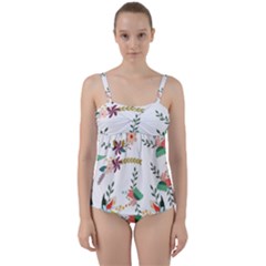 Background-a 011 Twist Front Tankini Set by nate14shop