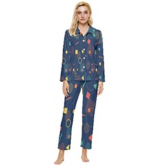 Background-a 012 Womens  Long Sleeve Velvet Pocket Pajamas Set