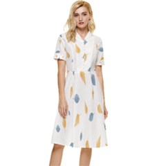 Background-a 016 Button Top Knee Length Dress by nate14shop