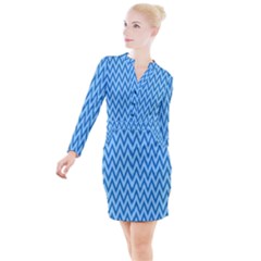 Background-cevrons-blue-001 Button Long Sleeve Dress by nate14shop