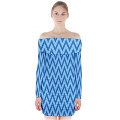 Background-cevrons-blue-001 Long Sleeve Off Shoulder Dress by nate14shop