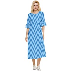 Background-cevrons-blue-001 Double Cuff Midi Dress