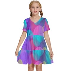 Bokeh-002 Kids  Short Sleeve Tiered Mini Dress by nate14shop