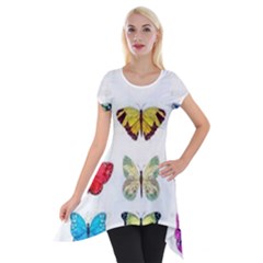 Butterflay Short Sleeve Side Drop Tunic by nate14shop