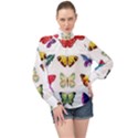 Butterflay High Neck Long Sleeve Chiffon Top View1