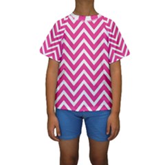 Chevrons - Pink Kids  Short Sleeve Swimwear