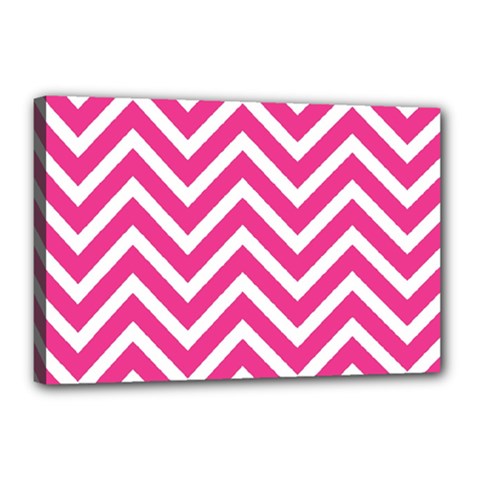 Chevrons - Pink Canvas 18  X 12  (stretched) by nate14shop