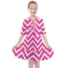 Chevrons - Pink Kids  All Frills Chiffon Dress by nate14shop