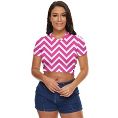 Chevrons - Pink Side Button Cropped Tee by nate14shop