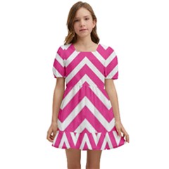 Chevrons - Pink Kids  Short Sleeve Dolly Dress