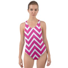 Chevrons - Pink Cut-out Back One Piece Swimsuit by nate14shop