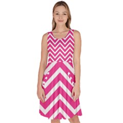 Chevrons - Pink Knee Length Skater Dress With Pockets by nate14shop