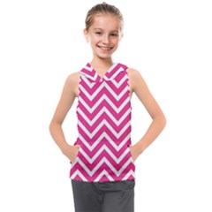 Chevrons - Pink Kids  Sleeveless Hoodie by nate14shop