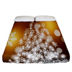 Christmas-tree-a 001 Fitted Sheet (Queen Size)