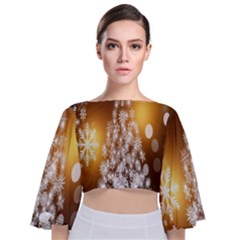 Christmas-tree-a 001 Tie Back Butterfly Sleeve Chiffon Top