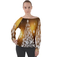 Christmas-tree-a 001 Off Shoulder Long Sleeve Velour Top