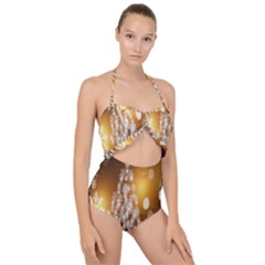 Christmas-tree-a 001 Scallop Top Cut Out Swimsuit