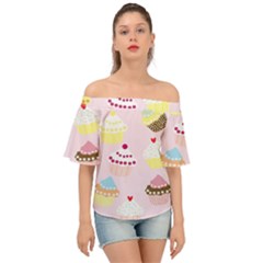 Cupcakes Off Shoulder Short Sleeve Top by nate14shop