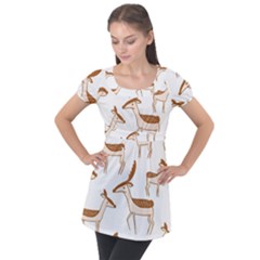 Deer Puff Sleeve Tunic Top