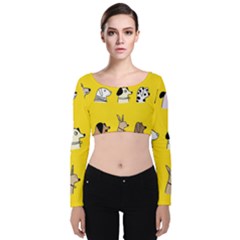 Dogs Velvet Long Sleeve Crop Top