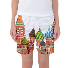 Moscow-kremlin-saint-basils-cathedral-red-square-l-vector-illustration-moscow-building Women s Basketball Shorts by Jancukart