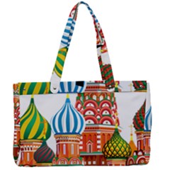 Moscow-kremlin-saint-basils-cathedral-red-square-l-vector-illustration-moscow-building Canvas Work Bag by Jancukart