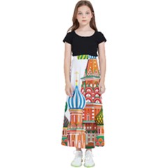 Moscow-kremlin-saint-basils-cathedral-red-square-l-vector-illustration-moscow-building Kids  Flared Maxi Skirt by Jancukart