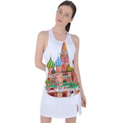 Moscow-kremlin-saint-basils-cathedral-red-square-l-vector-illustration-moscow-building Racer Back Mesh Tank Top by Jancukart