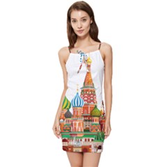 Moscow-kremlin-saint-basils-cathedral-red-square-l-vector-illustration-moscow-building Summer Tie Front Dress by Jancukart