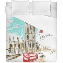 Big-ben-paris-clock-tower-vector-painted-london Duvet Cover (california King Size) by Jancukart