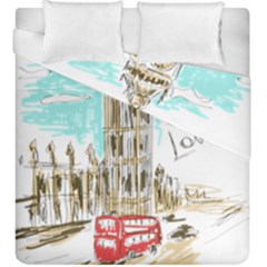 Big-ben-paris-clock-tower-vector-painted-london Duvet Cover Double Side (king Size) by Jancukart