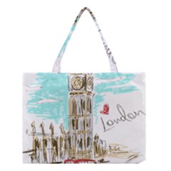 Big-ben-paris-clock-tower-vector-painted-london Medium Tote Bag by Jancukart