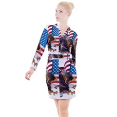 American-eagle- Clip-art Button Long Sleeve Dress by Jancukart