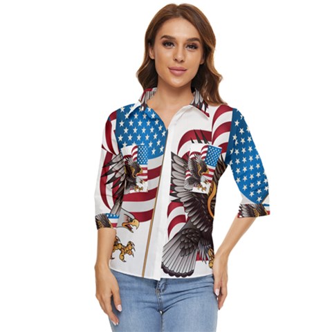 American-eagle- Clip-art Women s Quarter Sleeve Pocket Shirt by Jancukart