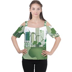 Vector-energy-saving-caring-for-the-earth Cutout Shoulder Tee
