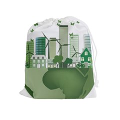 Vector-energy-saving-caring-for-the-earth Drawstring Pouch (xl) by Jancukart