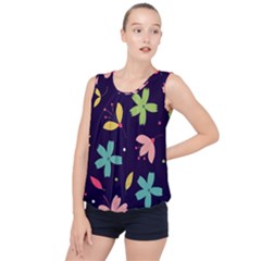 Colorful Floral Bubble Hem Chiffon Tank Top by hanggaravicky2