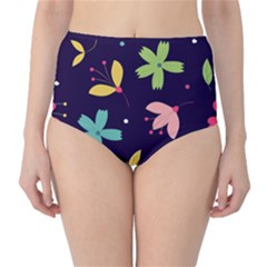 Colorful Floral Classic High-waist Bikini Bottoms