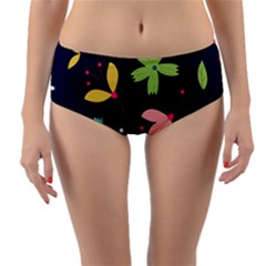 Colorful Floral Reversible Mid-waist Bikini Bottoms