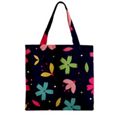 Colorful Floral Zipper Grocery Tote Bag by hanggaravicky2